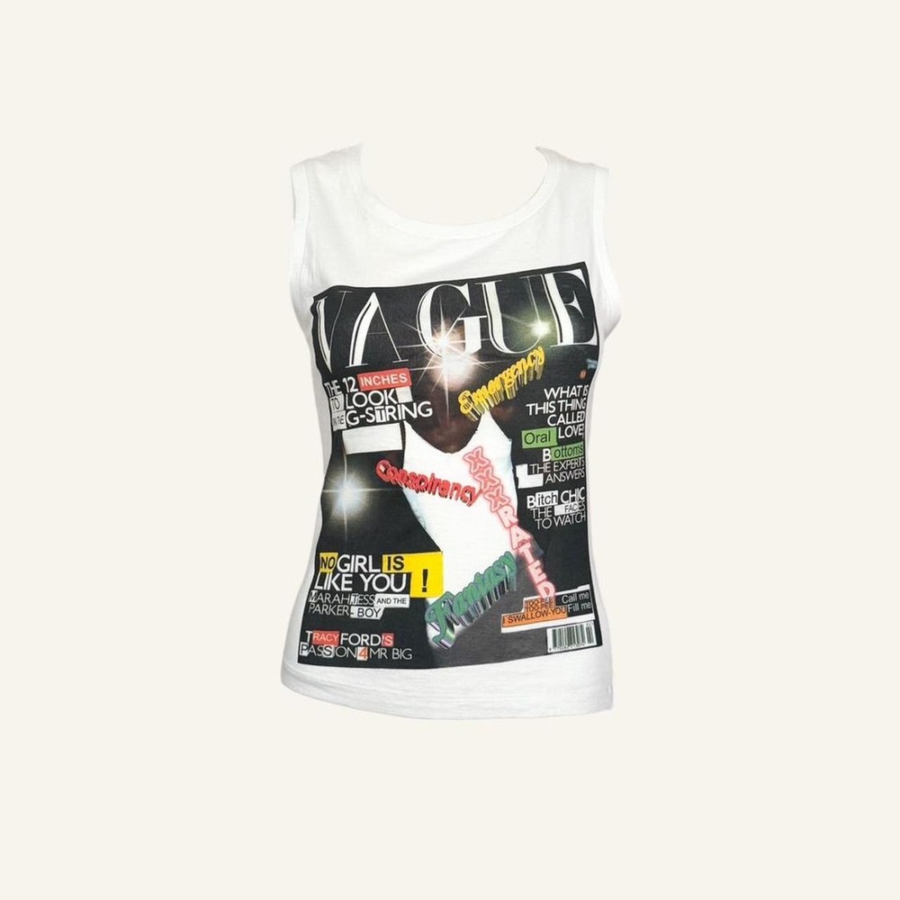 D&G Dolce Gabbana 2002 graphic magazine collage striped tank top vintage runway